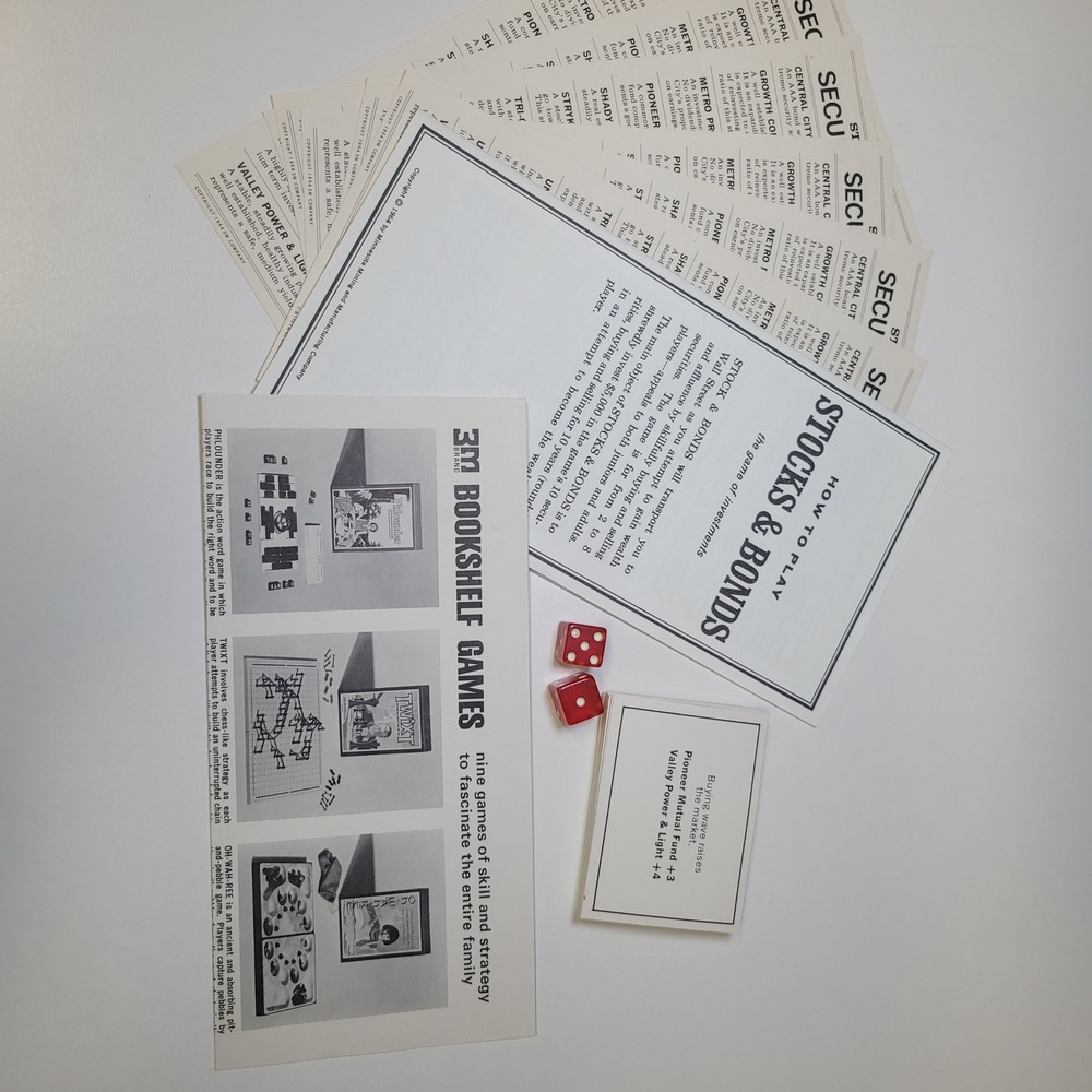 3M‎ Bookshelf Games Stocks Bonds Replacement Pieces Cards Dice Instructions